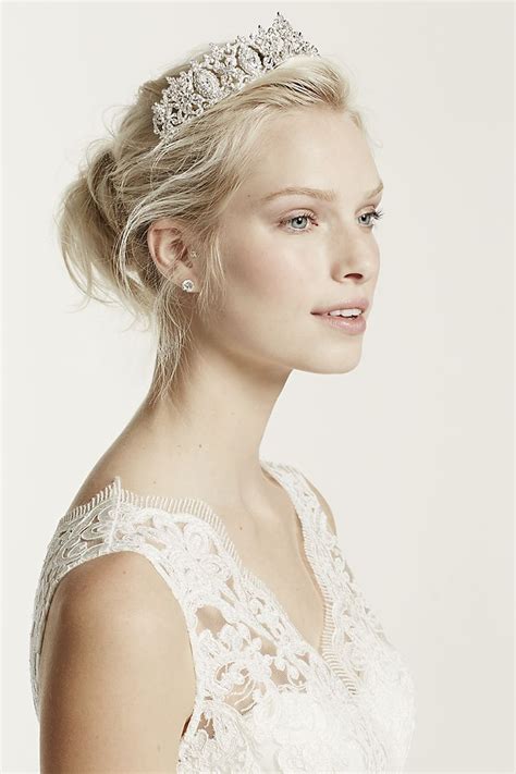 Regal Tiara Davids Bridal Wedding Hairstyles With Veil Wedding