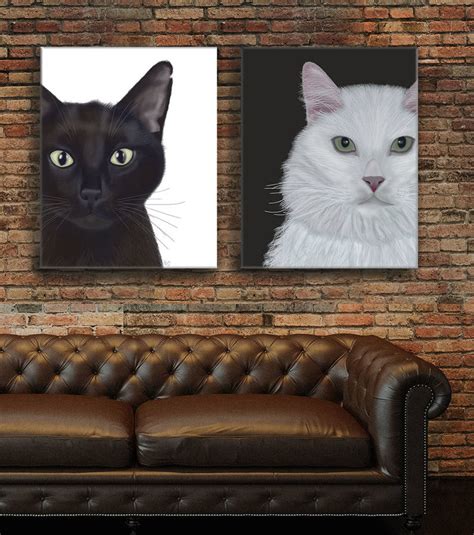 Contrasting Cats In Black And White Canvas Print By Fabfunky Home Decor