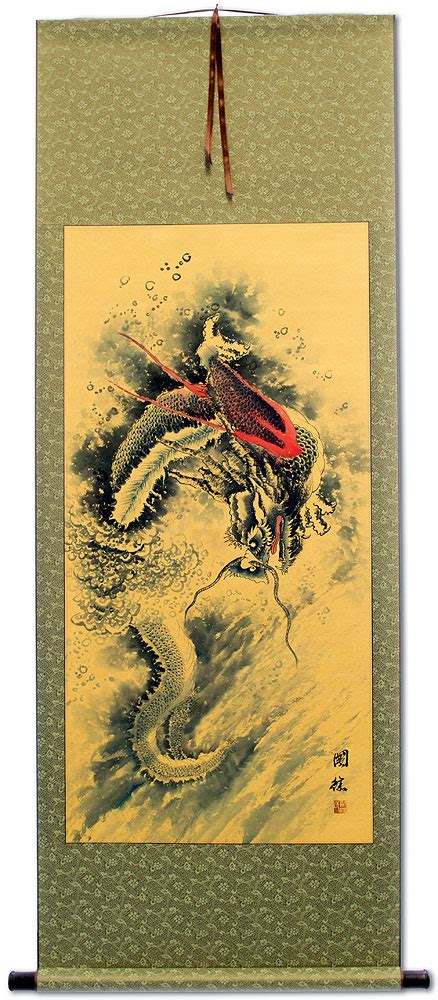 Flying Chinese Dragon Asian Scroll Chinese Art