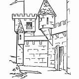 Coloring Castle Medieval Gate Angle Side sketch template