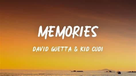 David Guetta And Kid Cudi Memories Lyrics Youtube