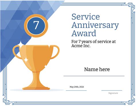 Award Certificate Generator For Work Anniversaries Recognize