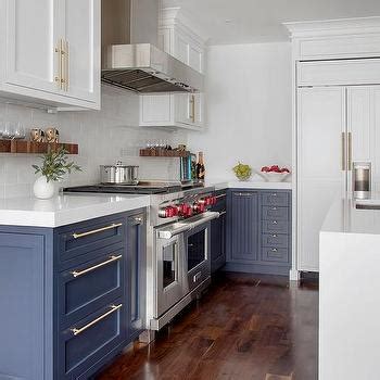 It will create a rich contrast. Blue Lower Cabinets with White Upper Cabinets - Transitional - Kitchen
