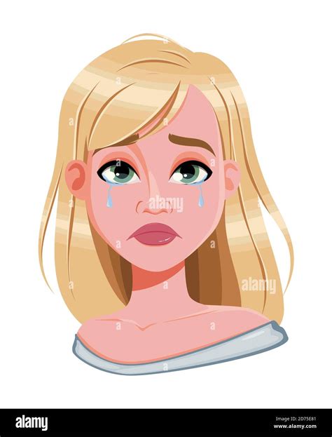 facial expression of pretty woman crying female emotion cute cartoon character vector