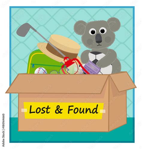 Lost And Found Clip Art Of A Box With Lost Items Eps10 Stock Vector