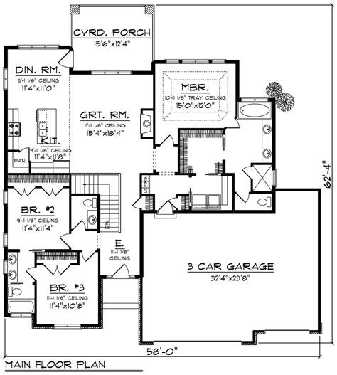 Explore 2, 2.5 & 3 bathroom, simple with garage & basement & more blueprints. Ranch Style House Plan - 3 Beds 2.5 Baths 1800 Sq/Ft Plan ...