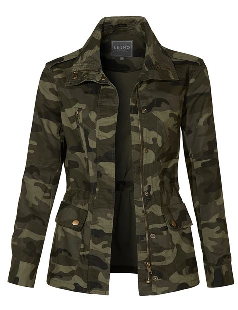 long sleeve drawstring waist camo military anorak jacket with pockets in 2020 military anorak