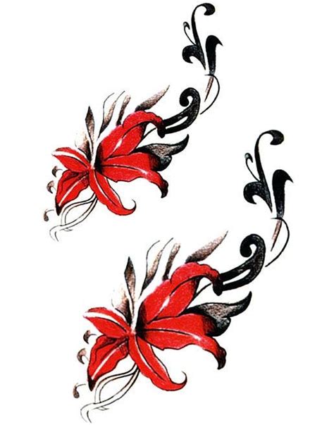Red Lilies 2 Stk Tatoveringer Fake Tattoo Midlertidige