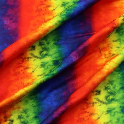 Rainbow Tie Dye Print Double Brushed Polyester Fabric By Half Etsy