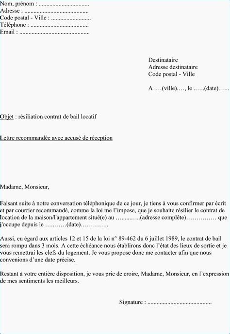 , mon délai de préavis est réduit à un mois. modele lettre resiliation location meublee - Modele de lettre type