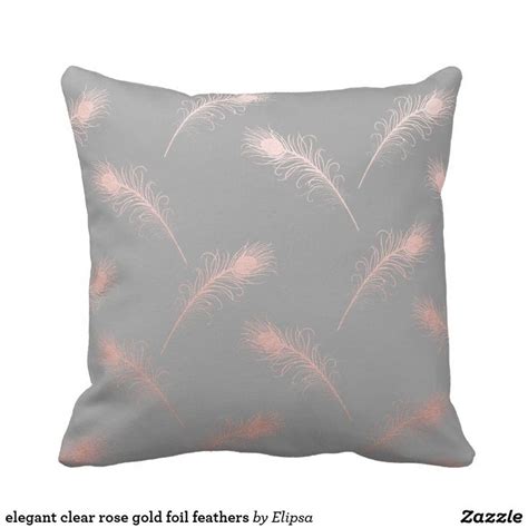 Elegant Clear Faux Rose Gold Feathers Pattern Throw Pillow Zazzle