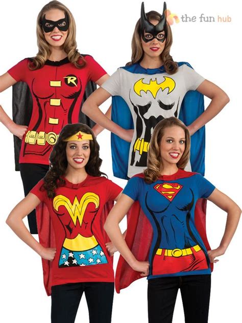 Superhero Ladies T Shirt And Cape Hen Night Womens Fancy Dress Costume