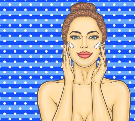 Pop Art Beautiful Young Woman Makes A Face Massage Stock Illustration