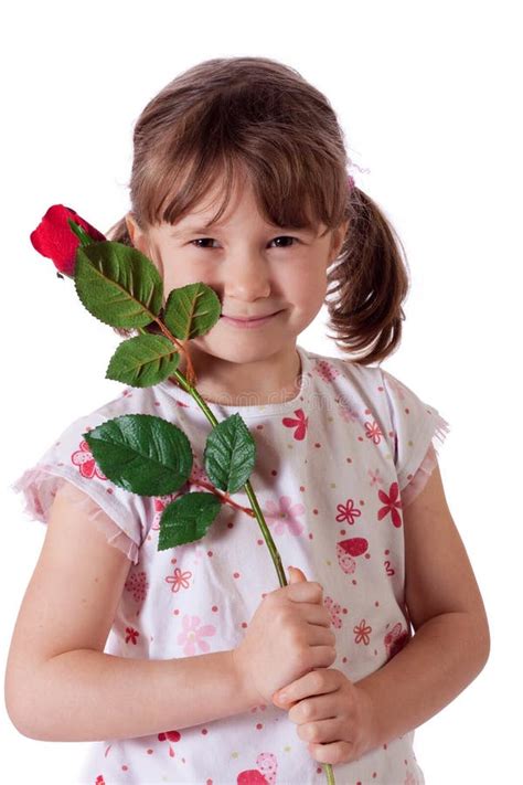 Little Girl With A Rose Stock Image Image Of Holding 29945569