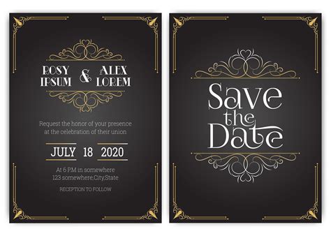 Vector Set Of Invitation Cards With Elements Wedding Collection 534413