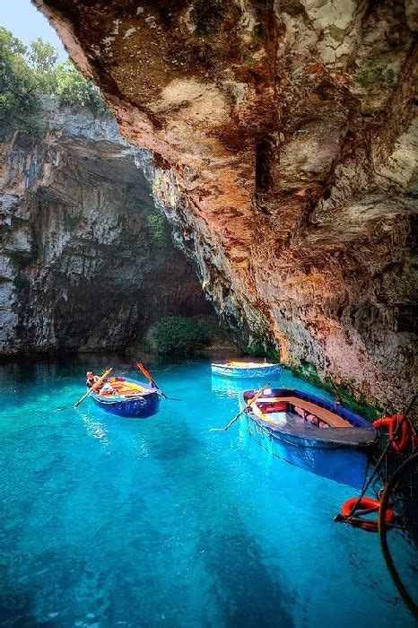 Stunning Views Turquoise Cave Melissani Lake Greece Vacation