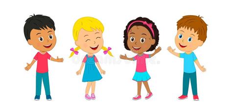 Group Multicultural Kids Are Standing Together Stock Vector