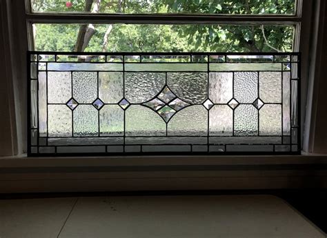 Transom Stained Glass Window Panel W Bevels Crystal Clear Etsy