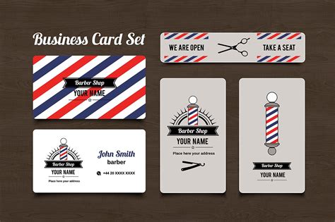 Barber Shop Business Card Set Business Card Templates Creative Market
