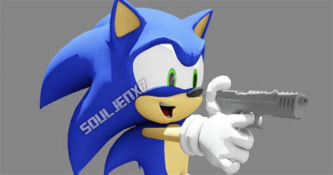 Sonic With A Gun 3d Render Rsonicthehedgehog