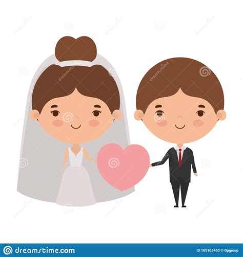 Couple Of Bride And Groom Cartoon Design Stock Vector - Illustration of ...