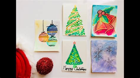5 Easy Last Minute Christmas Card Painting Ideas Youtube
