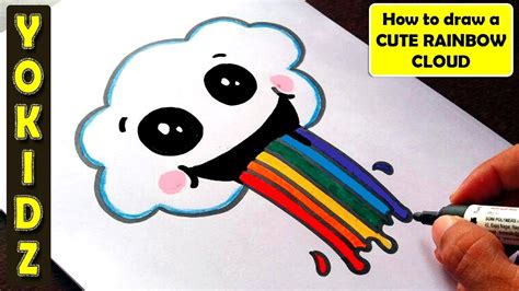How To Draw A Cute Rainbow Cloud Youtube