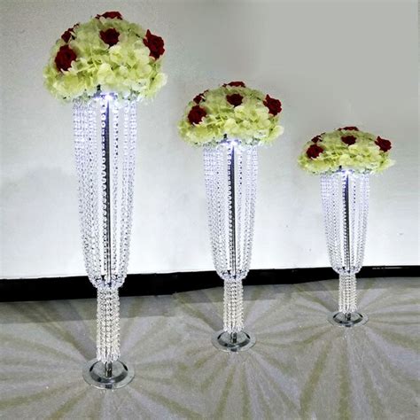 Luxury Crystal Wedding Flower Vase Stand Walkway Wedding Road Lead