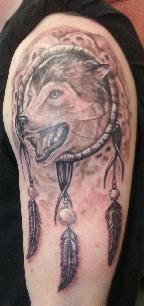 Wolf Dreamcatcher Tattoo Black And Grey Wildlife Will