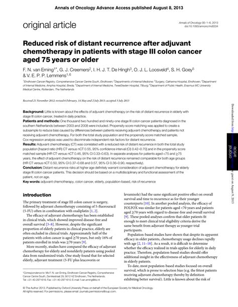 Pdf Reduced Risk Of Distant Recurrence After Adjuvant Chemotherapy In