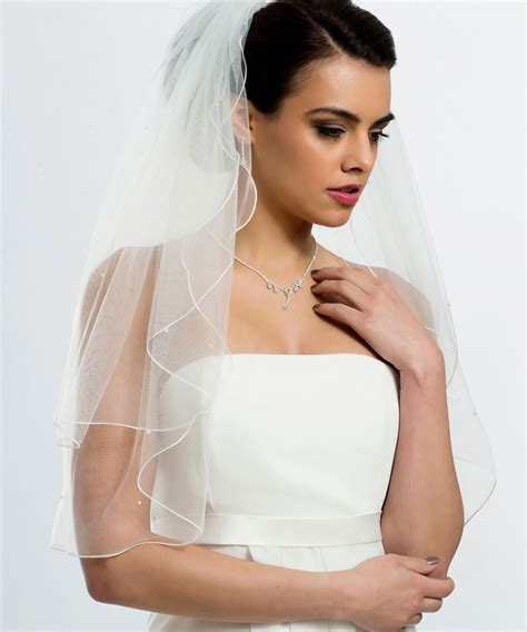 Amelia Pearl Wedding Veil In Ivory Two Tier Pearl Bridal Veil