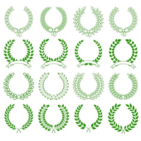 Set Of Green Laurel Wreaths For Design — Stock Vector © Oskoltsev 22455645