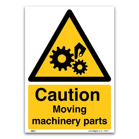 Caution Moving Machinery Parts Sign
