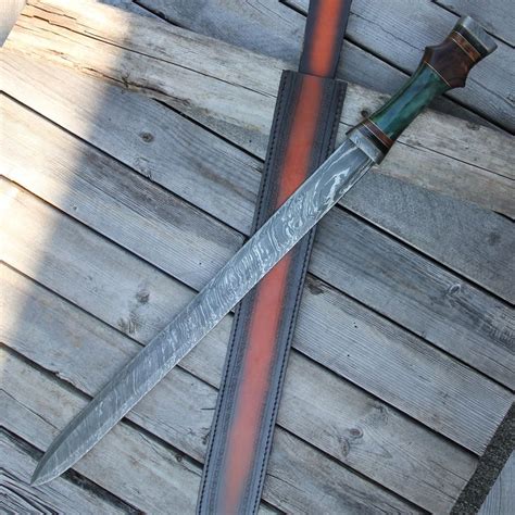 Medieval Roman Damascus Steel Gladiator Spatha Sword Etsy Damascus