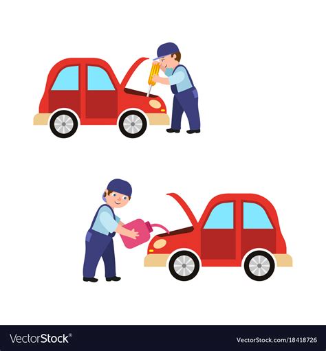 Auto Mechanic Fixing And Oiling A Car Royalty Free Vector