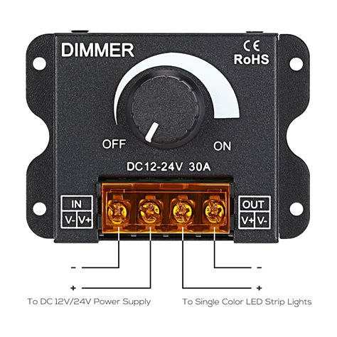 Torchstar Pwm Dimming Controller For Led Strip Light Dc V V Dimmer Knob Ebay