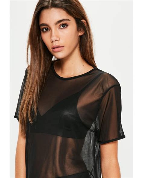 Missguided Black Mesh T Shirt In Black Save 13 Lyst