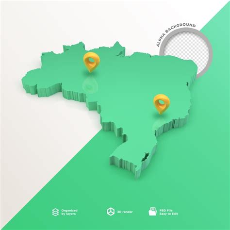 Premium Psd Brazil Map Render
