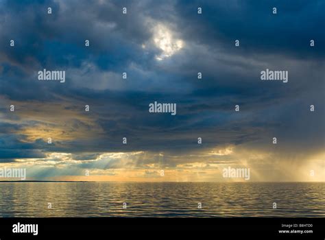 Stormy Sunset Over The Sea Stock Photo Alamy