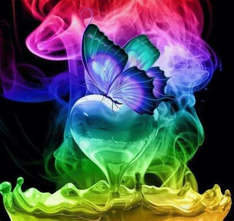 Rainbow Colors Colorful Butterfly Art Smoke Abstract Rainbow Neon