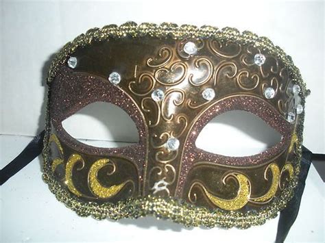 Male Or Female Brown Masquerade Mask Mens Venetian Mardi Gras Carnival
