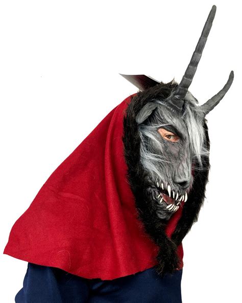 Nero Demon Devil Satry Krampus Dark Goat Latex Face Mask With Attached