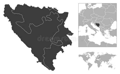 Bosnia Y Herzegovina Detallan El Esquema Del País Y Su Ubicación En El