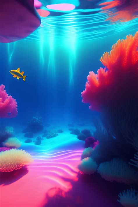 Lexica Underwater Neon Coral Reef Landscape Magical Realism Painting