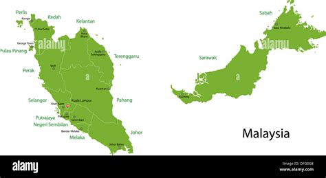 Green Malaysia Map Stock Photo Alamy