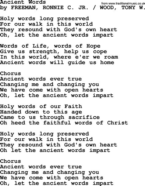 Most Popular Church Hymns And Songs Ancient Words Lyrics Pptx And Pdf