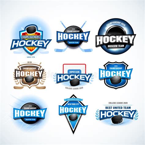 Hockey Sport Team Logotype Templates Set Hockey Team Logo Template