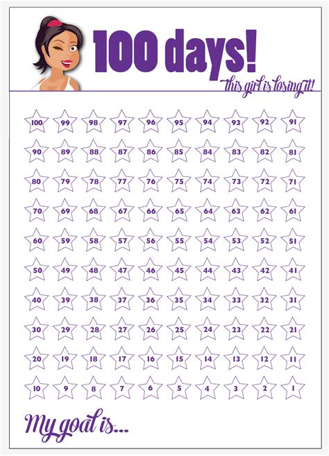 100 day chart free printable