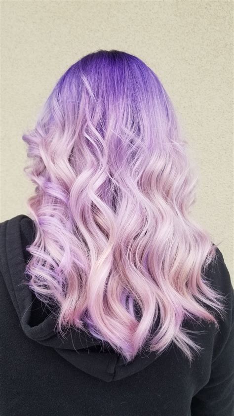 Dark Purple Roots With Faded Purple Hair Touch Of Pink Faded Purple