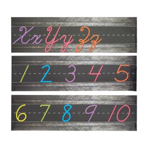 Cursive Alphabet Wall Strip Numbers Bulletin Board Borders For